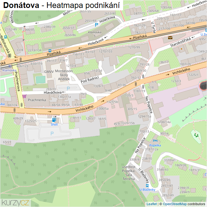 Mapa Donátova - Firmy v ulici.