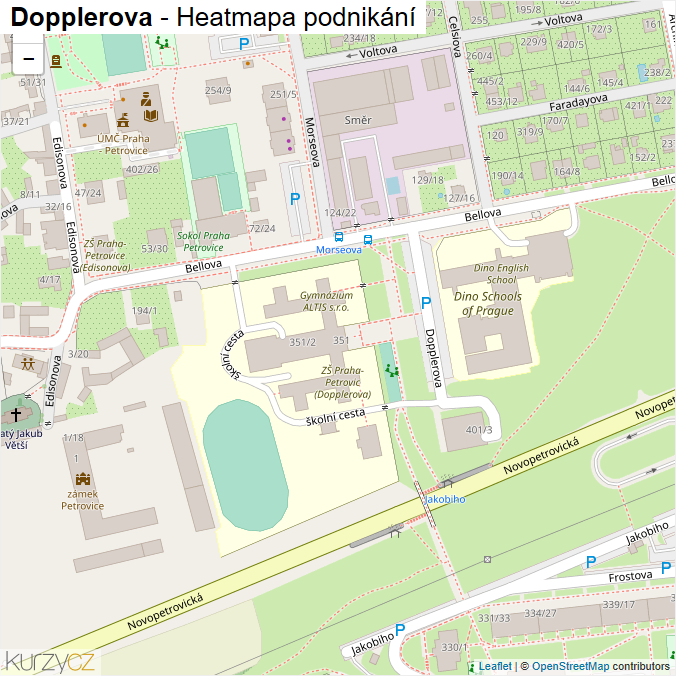 Mapa Dopplerova - Firmy v ulici.