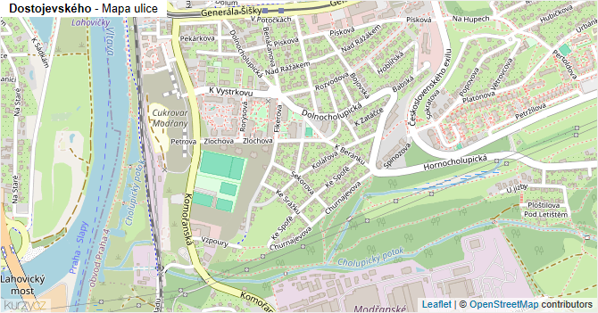 Dostojevského - mapa ulice