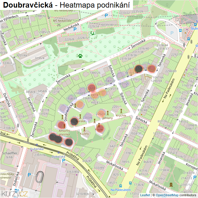 Mapa Doubravčická - Firmy v ulici.