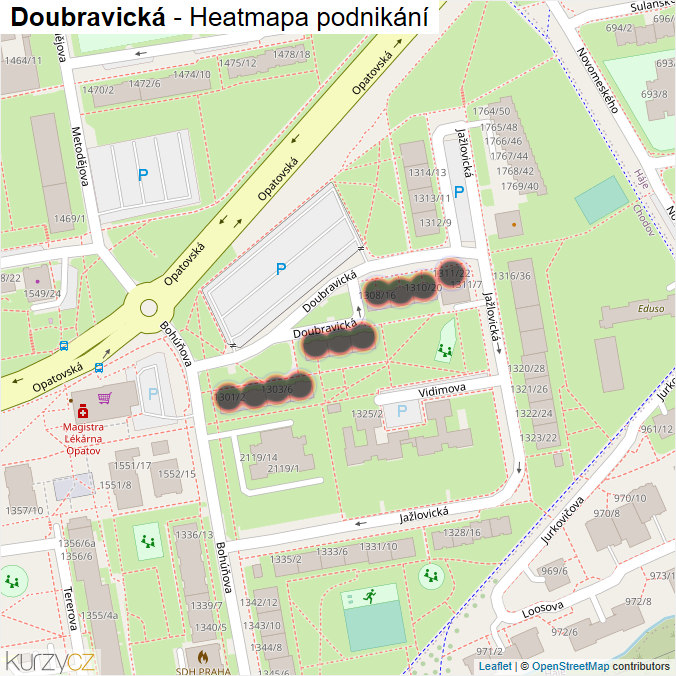Mapa Doubravická - Firmy v ulici.