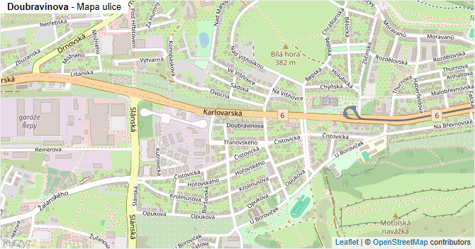 Doubravínova - mapa ulice