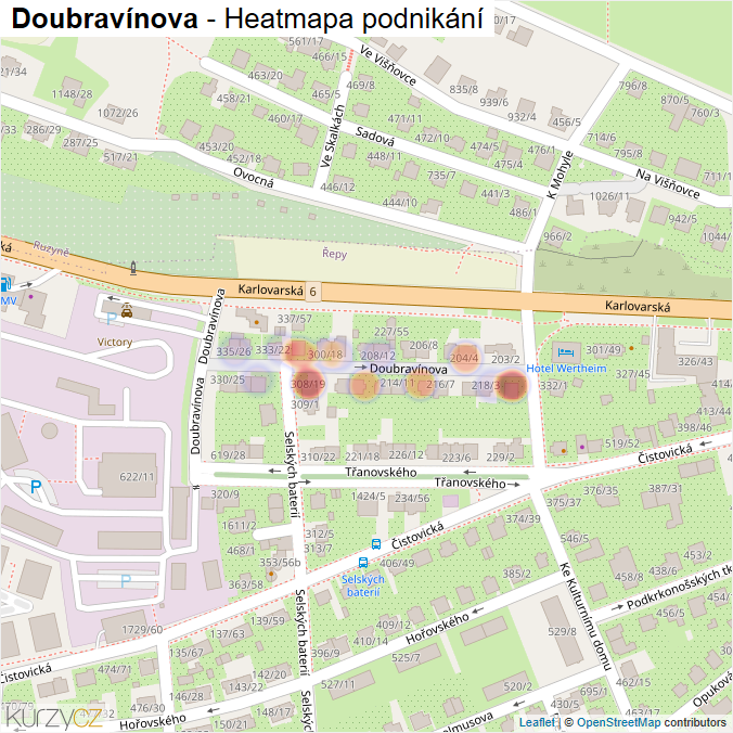 Mapa Doubravínova - Firmy v ulici.