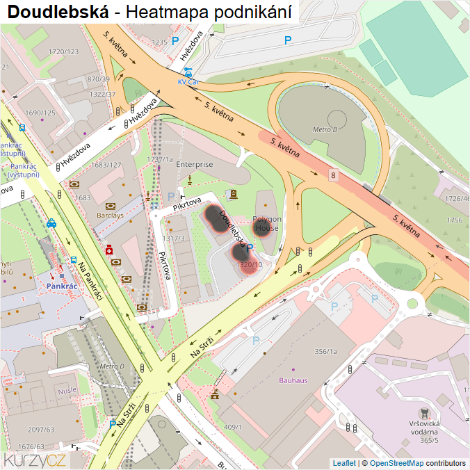 Mapa Doudlebská - Firmy v ulici.