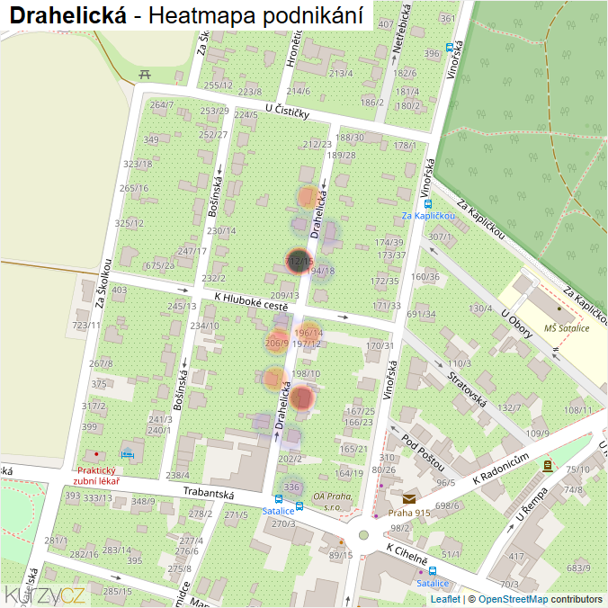 Mapa Drahelická - Firmy v ulici.