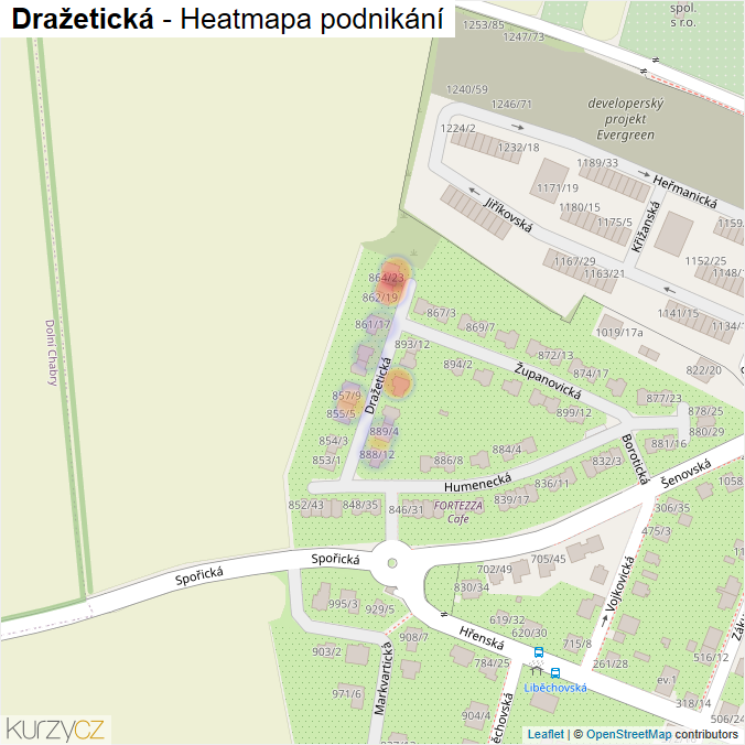 Mapa Dražetická - Firmy v ulici.