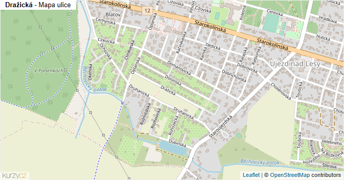 Dražická - mapa ulice