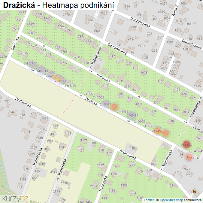 Mapa Dražická - Firmy v ulici.