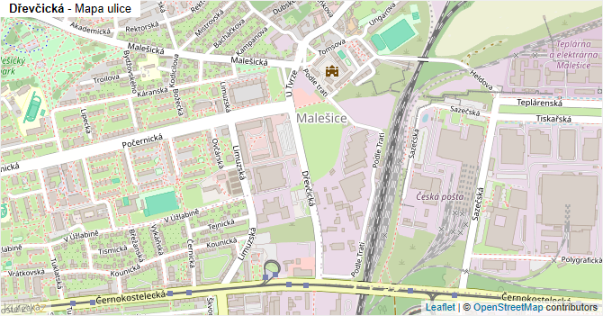 Dřevčická - mapa ulice