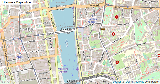 Dřevná - mapa ulice