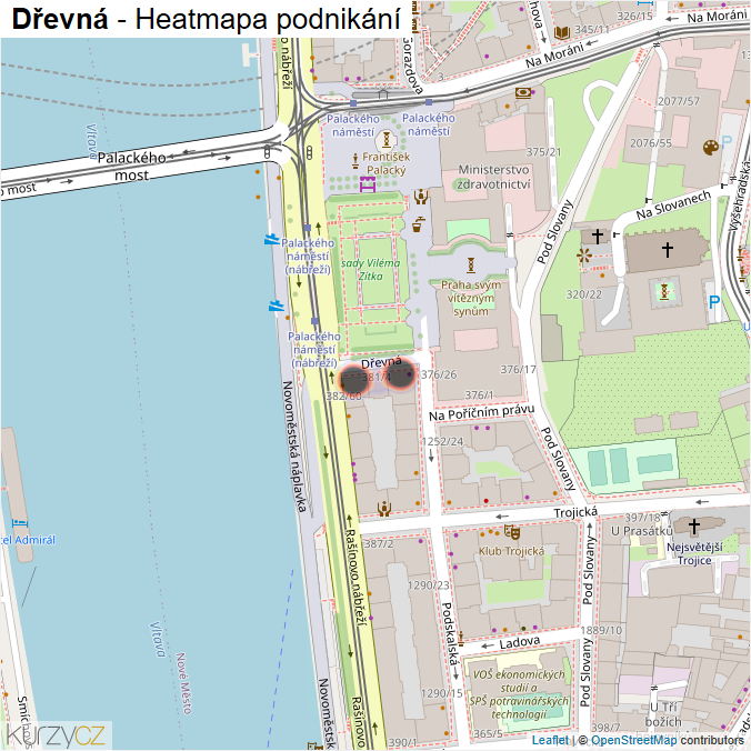 Mapa Dřevná - Firmy v ulici.