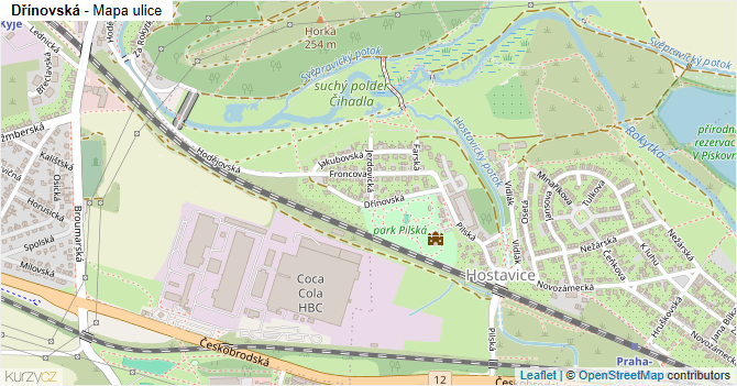 Dřínovská - mapa ulice