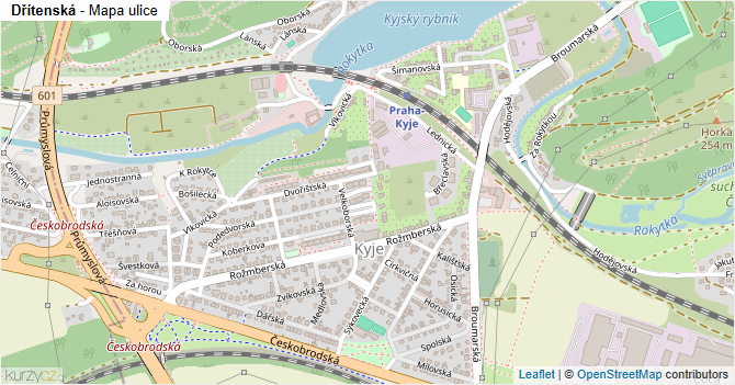 Dřítenská - mapa ulice