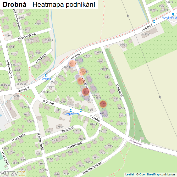 Mapa Drobná - Firmy v ulici.