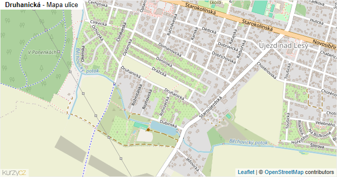 Druhanická - mapa ulice