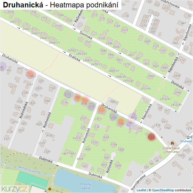 Mapa Druhanická - Firmy v ulici.