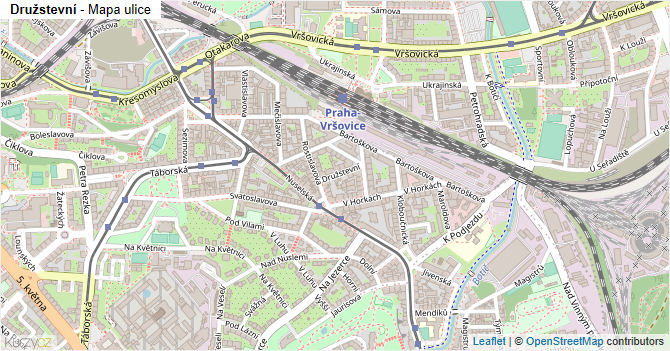 Družstevní - mapa ulice