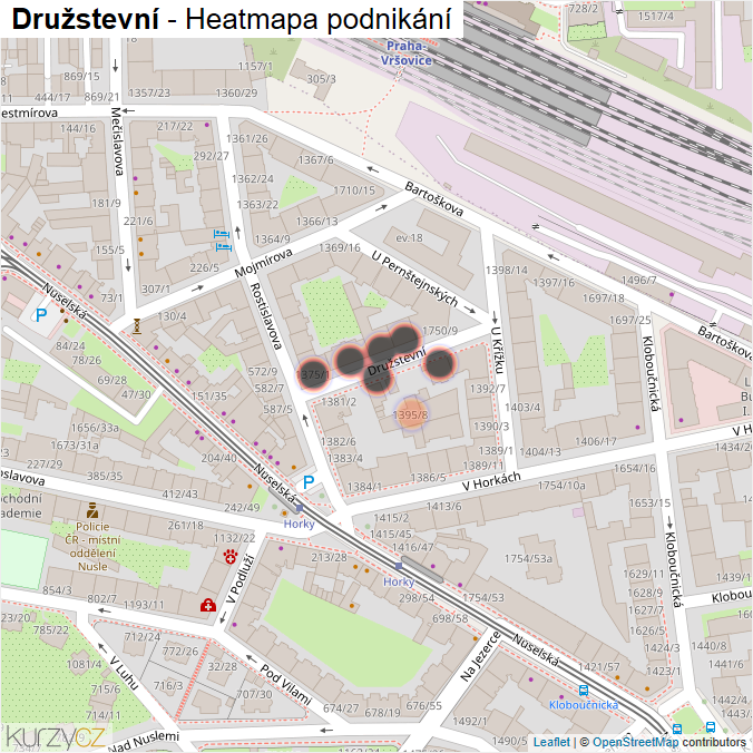 Mapa Družstevní - Firmy v ulici.