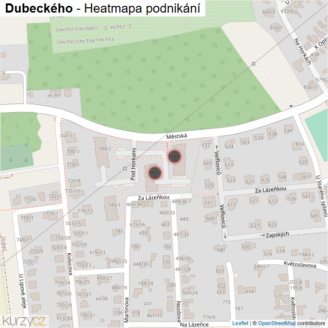 Mapa Dubeckého - Firmy v ulici.
