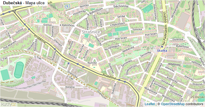 Dubečská - mapa ulice