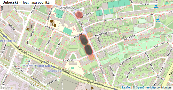 Dubečská - mapa podnikání