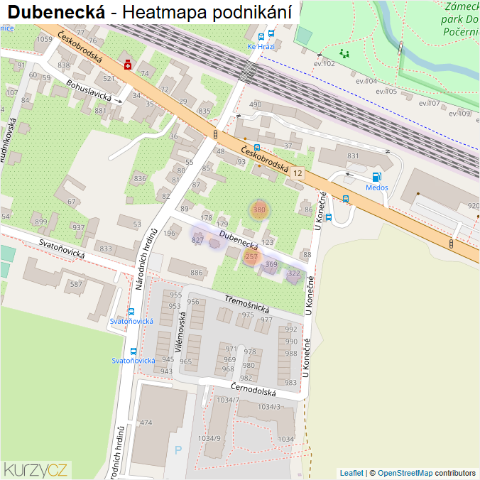 Mapa Dubenecká - Firmy v ulici.