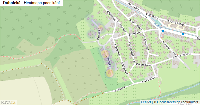 Dubnická - mapa podnikání