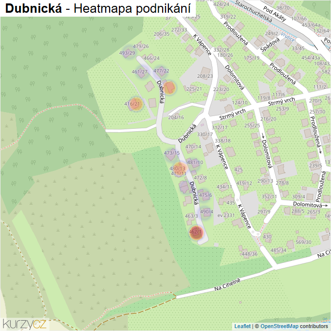 Mapa Dubnická - Firmy v ulici.