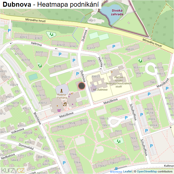 Mapa Dubnova - Firmy v ulici.