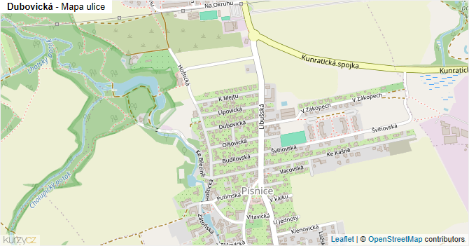 Dubovická - mapa ulice