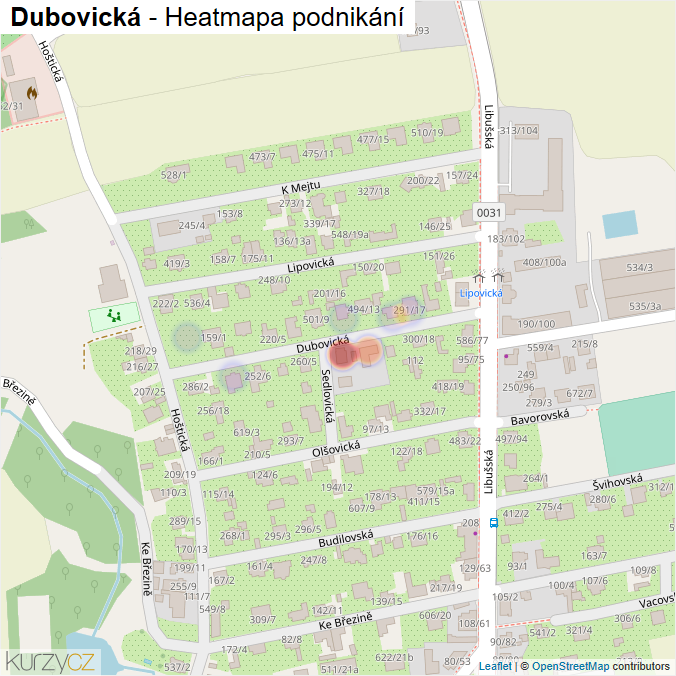 Mapa Dubovická - Firmy v ulici.