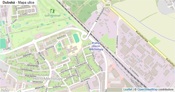 Dubská - mapa ulice