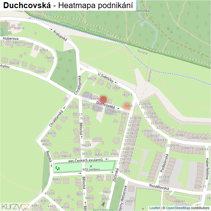 Mapa Duchcovská - Firmy v ulici.