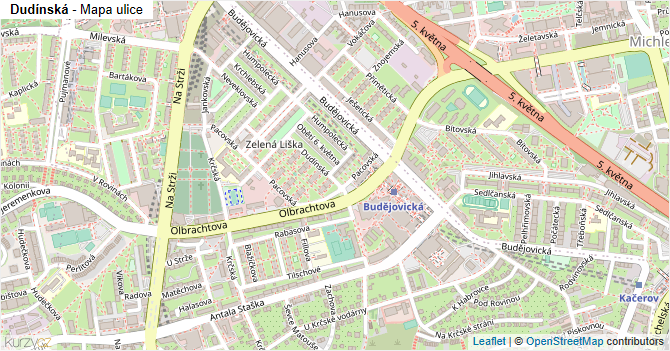 Dudínská - mapa ulice