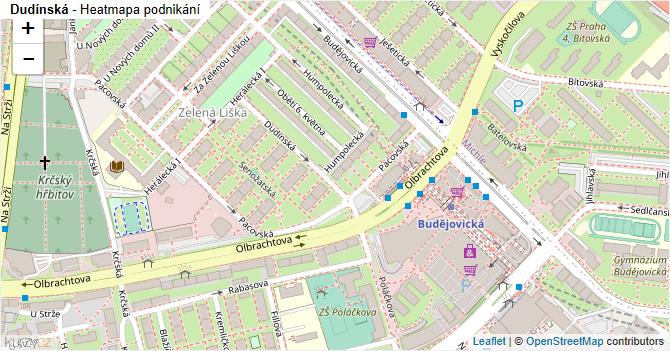 Dudínská - mapa podnikání