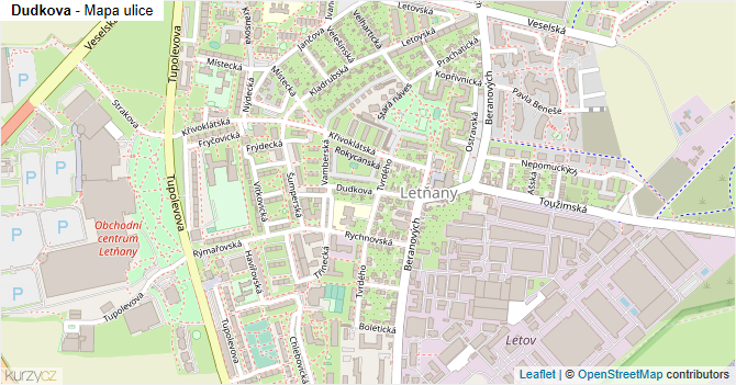 Dudkova - mapa ulice