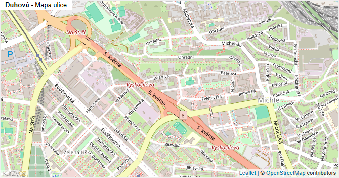 Duhová - mapa ulice