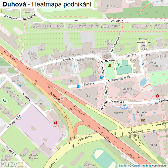 Mapa Duhová - Firmy v ulici.