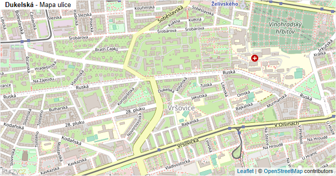 Dukelská - mapa ulice