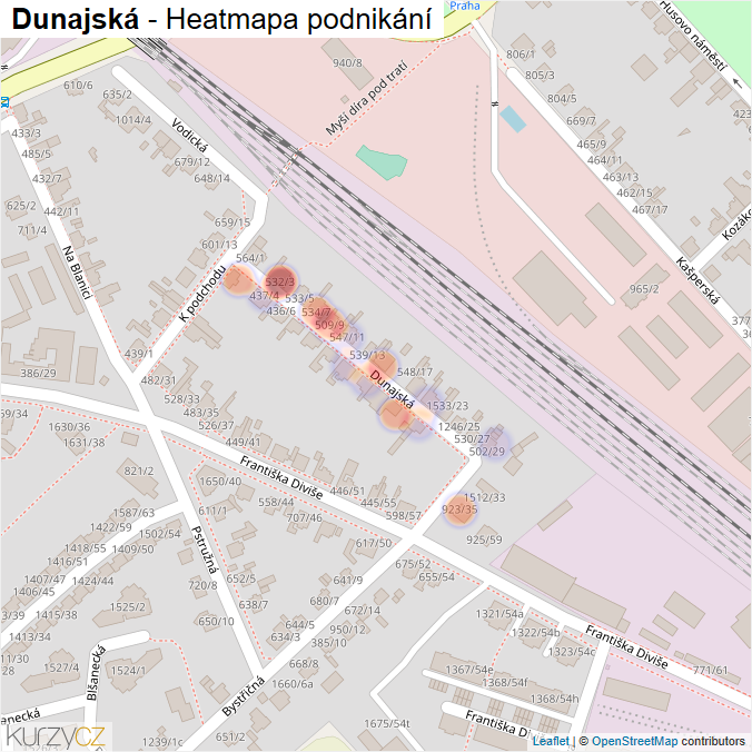Mapa Dunajská - Firmy v ulici.