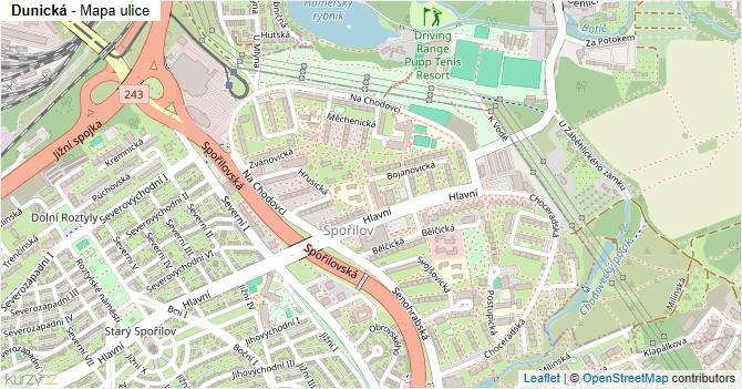 Dunická - mapa ulice