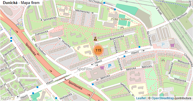 Dunická - mapa firem
