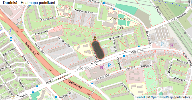 Dunická - mapa podnikání