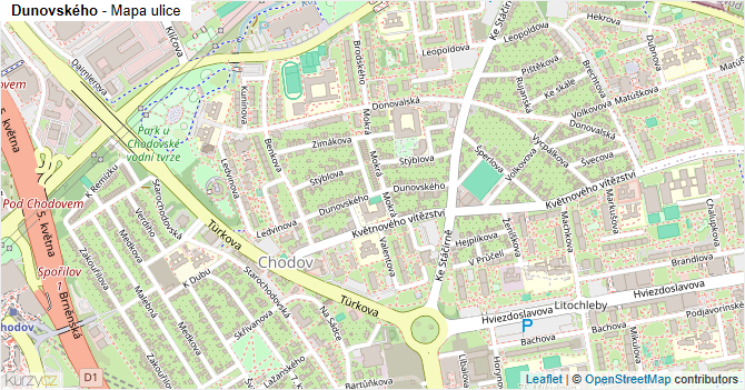 Dunovského - mapa ulice