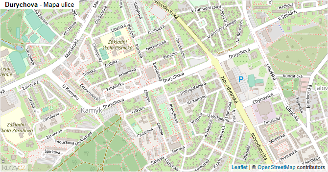 Durychova - mapa ulice