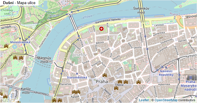 Dušní - mapa ulice
