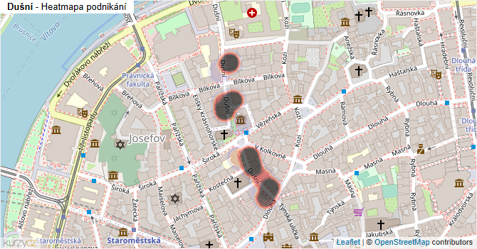 Dušní - mapa podnikání