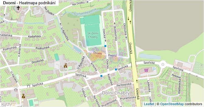 Dvorní - mapa podnikání