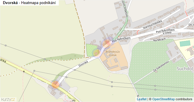 Dvorská - mapa podnikání