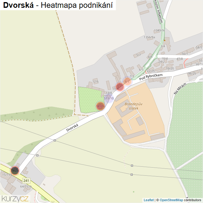 Mapa Dvorská - Firmy v ulici.